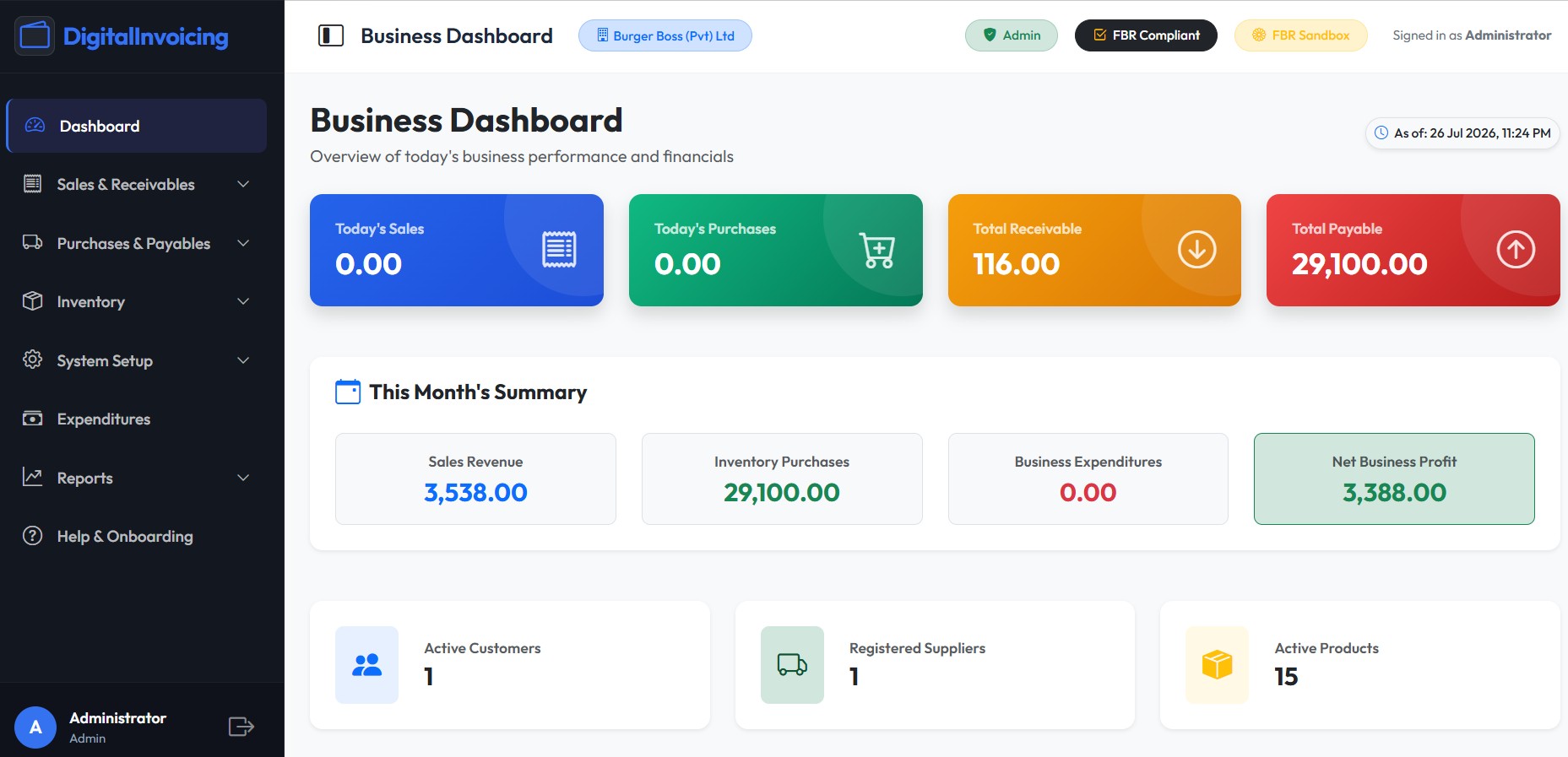 BasicSalesFBR Order Screen